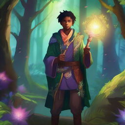 An image featuring a young mentor character in a fantasy setting