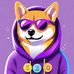 A high-resolution close-up digital art image showcases a Shiba Inu dog exuding a cool, bratty vibe