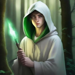 A high-quality, realistic digital art image illustrating a young mentor in a fantasy setting