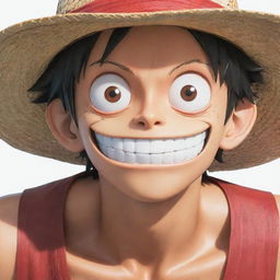 A dynamic image of Monkey D. Luffy from One Piece, wearing his signature straw hat, looking forward with a determined expression on his face.