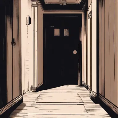 As the characters cautiously explored the abandoned house, they discovered a hidden door in the center of a pitch-black hallway.