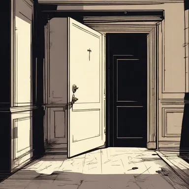 As the characters cautiously explored the abandoned house, they discovered a hidden door in the center of a pitch-black hallway.