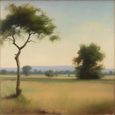The painting depicted a serene landscape with the center field as its focal point.