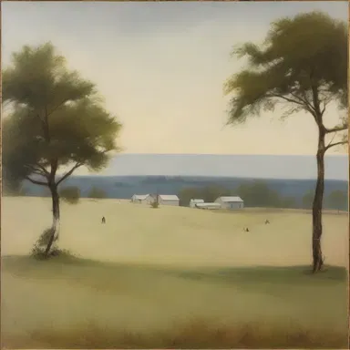 The painting depicted a serene landscape with the center field as its focal point.