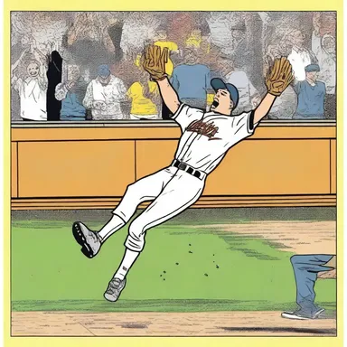 The comics showed the outfielder making a diving catch in center field.