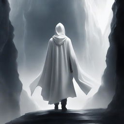 A high-quality digital art image, capturing a young mentor in his 35s, walking in the abyss between the worlds in a fantasy setting