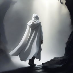 A high-quality digital art image, capturing a young mentor in his 35s, walking in the abyss between the worlds in a fantasy setting