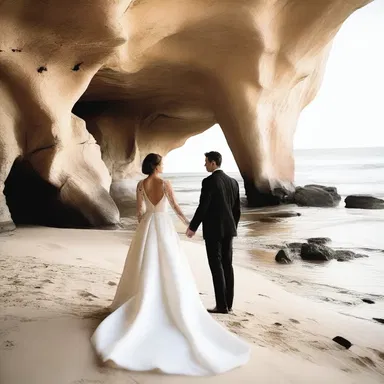 As they stood by the beach, the couple was captivated by the venturi effect caused by the wind rushing through a narrow cave, creating a romantic atmosphere.
