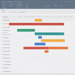 Generate a detailed and clear Gantt chart with several project tasks, milestones, and timelines in a variety of colors