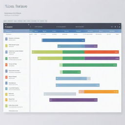 Generate a detailed and clear Gantt chart with several project tasks, milestones, and timelines in a variety of colors