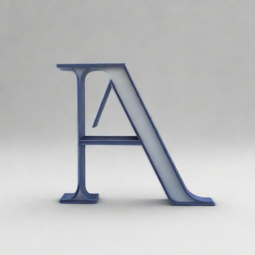 The letter 'A' in bold, 3D, styled like a beautiful penmanship.