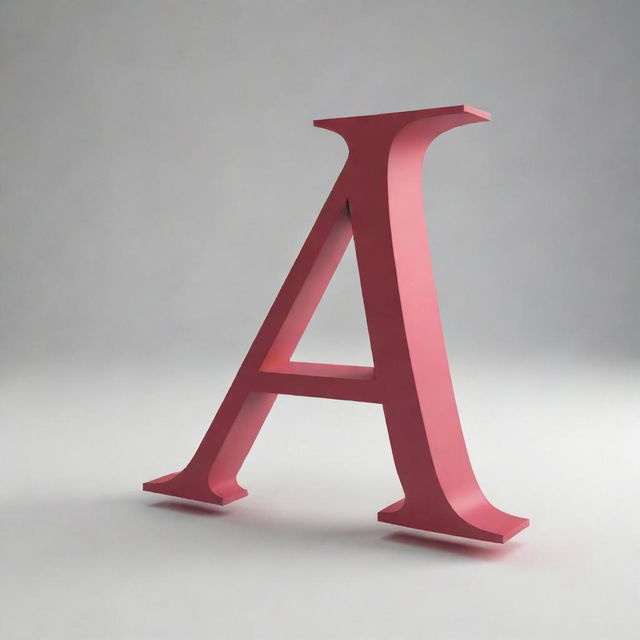 The letter 'A' in bold, 3D, styled like a beautiful penmanship.