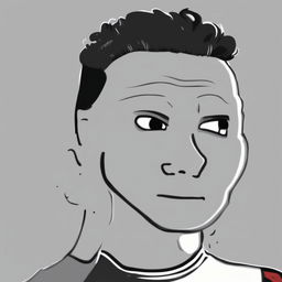 A high-quality digital art image of a Wojak character styled to resemble footballer Cristiano Ronaldo, complete with his signature hairstyle and football jersey, set against a plain background