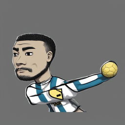 A high-quality digital art image of a Wojak character styled to resemble footballer Cristiano Ronaldo, complete with his signature hairstyle and football jersey, set against a plain background