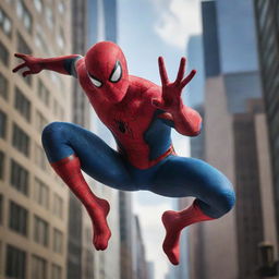 A dynamic image of Spiderman in a single frame, ingeniously reimagined with eight hands, each captured in a striking, action-packed pose.