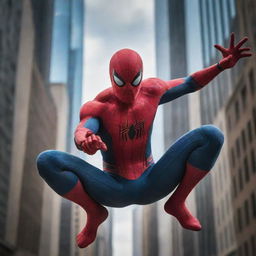 A dynamic image of Spiderman in a single frame, ingeniously reimagined with eight hands, each captured in a striking, action-packed pose.