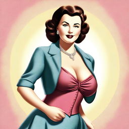 A high-quality digital art featuring a woman with large breasts