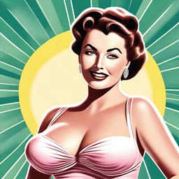 A high-quality digital art featuring a woman with large breasts