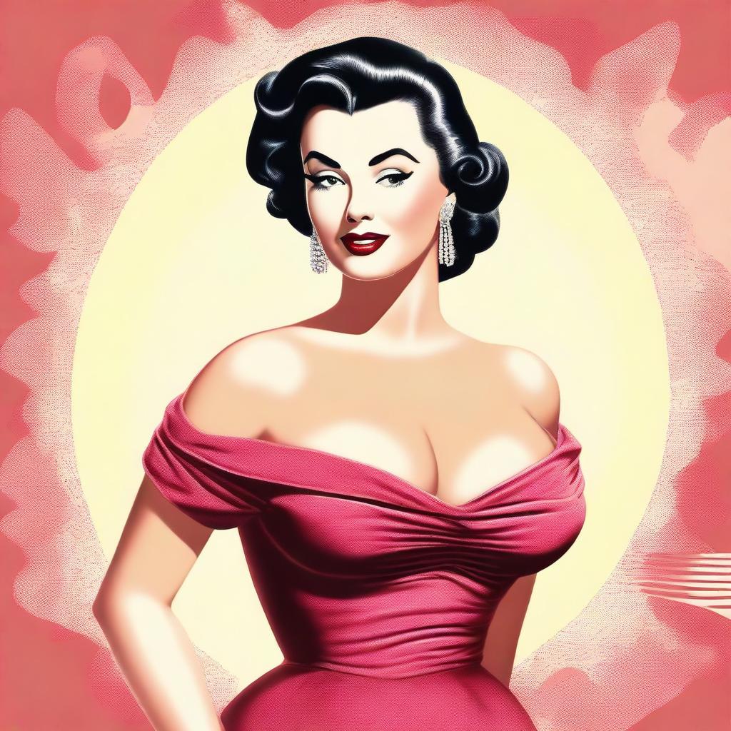 A high-quality digital art featuring a woman with large breasts