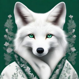 A high-resolution digital art image showcases a wise, fantasy white fox