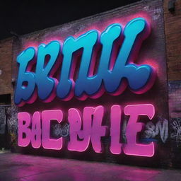 Dynamic urban nightscape filled with vibrant neon lights, graffiti-style typography of a beat title, and subtly incorporated street art elements to encapsulate an intense, edgy vibe of a drill beat.