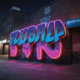 Dynamic urban nightscape filled with vibrant neon lights, graffiti-style typography of a beat title, and subtly incorporated street art elements to encapsulate an intense, edgy vibe of a drill beat.