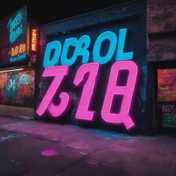 Dynamic urban nightscape filled with vibrant neon lights, graffiti-style typography of a beat title, and subtly incorporated street art elements to encapsulate an intense, edgy vibe of a drill beat.