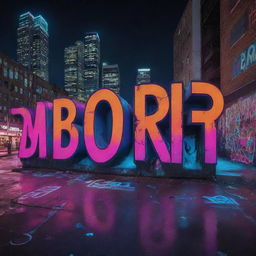 Dynamic urban nightscape filled with vibrant neon lights, graffiti-style typography of a beat title, and subtly incorporated street art elements to encapsulate an intense, edgy vibe of a drill beat.