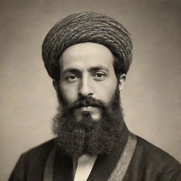 Portrait of Saadoun Al-Saadi with a beard and mustache