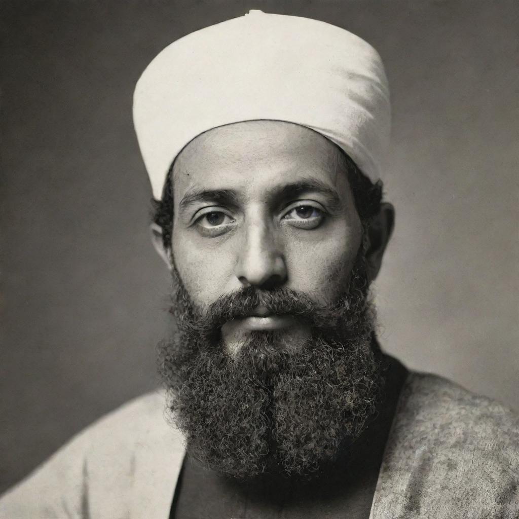 Portrait of Saadoun Al-Saadi with a beard and mustache