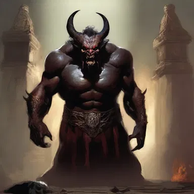 The ancient demon stared balefully at the worshippers, ready to wreak havoc.