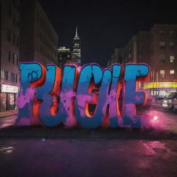 Gritty, neon bathed cityscape at night. Bold, popping graffiti-style text featuring a beat's title. Vibrant imagery capturing the raw energy of a powerful urban drill beat for a striking thumbnail.