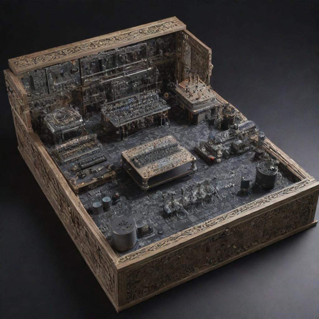 Detailed picture of the Kaiborg Setup invention with intricate layout and design.
