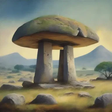 The famous painter depicted the beautiful dolmen surrounded by a mystical landscape in his latest artwork.