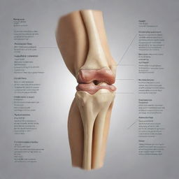 A detailed and labeled diagram of a knee joint examination scheme. Include the major parts involved and various stages of examination.