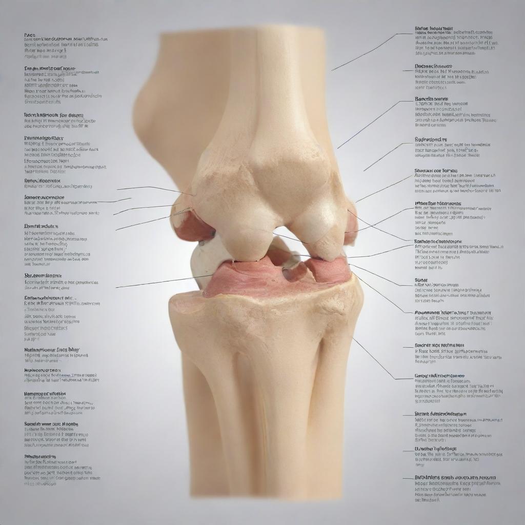 A detailed and labeled diagram of a knee joint examination scheme. Include the major parts involved and various stages of examination.