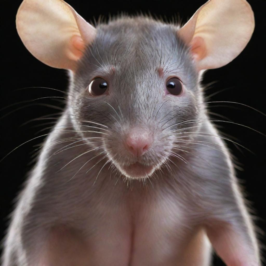 Generate a photo-realistic, anatomically correct image of a rat, with a transparent layer showing the internal structures. Highlight the adrenal glands where adrenaline is produced, with distinct clarity and relevance.