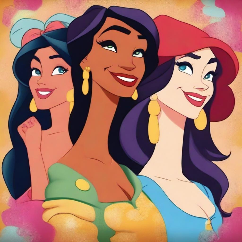 An image of attractive cartoon women, drawn in a high-quality, vibrant, and detailed style