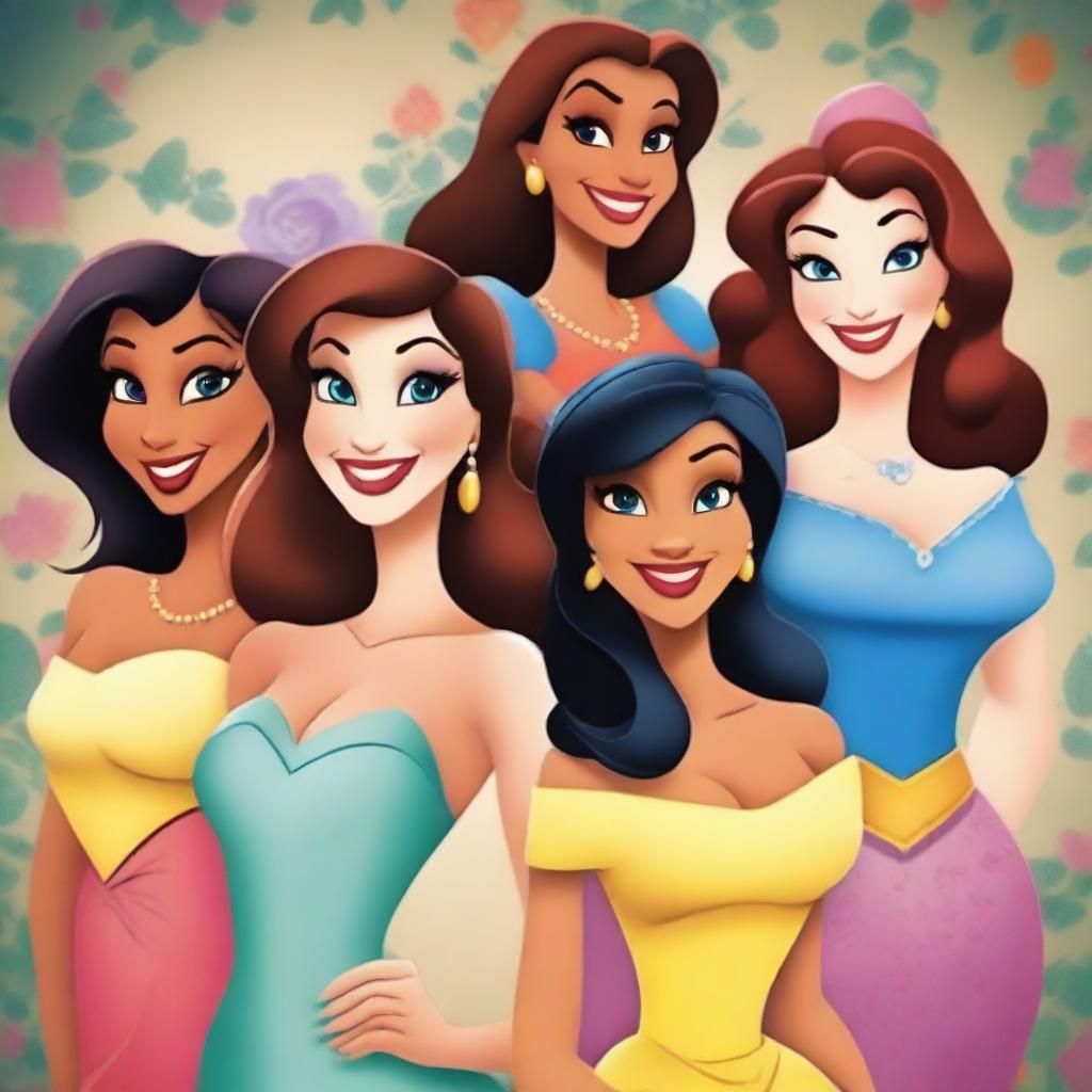 An image of attractive cartoon women, drawn in a high-quality, vibrant, and detailed style