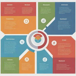 A detailed infographic displaying the key elements in market analysis such as target market, competition, market trends, and consumer behavior.