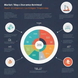 A detailed infographic displaying the key elements in market analysis such as target market, competition, market trends, and consumer behavior.