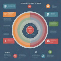 A detailed infographic displaying the key elements in market analysis such as target market, competition, market trends, and consumer behavior.