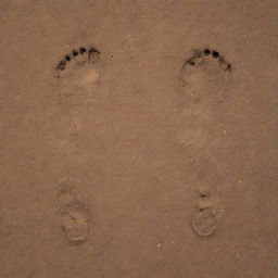 Two tiny, detailed footprints in soft soil, one intricately marked with the letter 'R' and the other with 'S', symbolizing a shared journey.