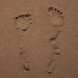 Two tiny, detailed footprints in soft soil, one intricately marked with the letter 'R' and the other with 'S', symbolizing a shared journey.