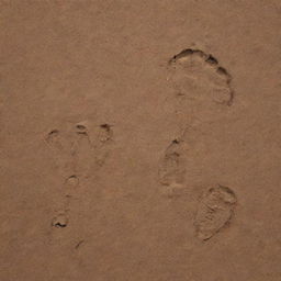 Two tiny, detailed footprints in soft soil, one intricately marked with the letter 'R' and the other with 'S', symbolizing a shared journey.