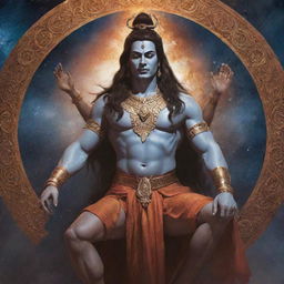 Create a detailed, majestic image of Shiv, depicted as the King of the Universe.