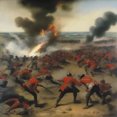 The painting depicted a diversionary attack on one side of the battlefield while the main battle was taking place on the other side.