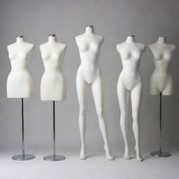 A collection of stylish, headless mannequins in various poses.