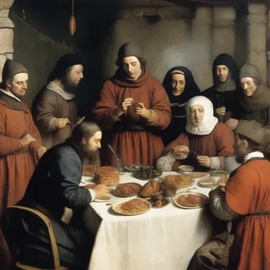 During medieval banquets, roasted meats were often served au jus, accompanied by extravagant feasts and lively entertainment.