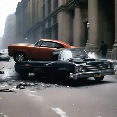 The climactic scene in the movie depicted the impinging of two cars crashing into each other.